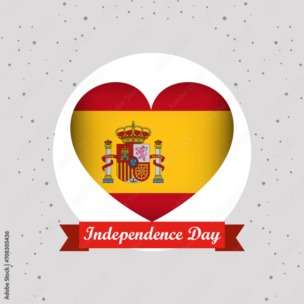 Fototapeta premium Spain Independence Day With Heart Emblem Design