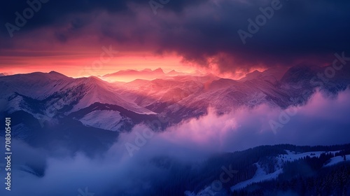 Winterzauber in den Bergen  Schneebedeckte Gipfel