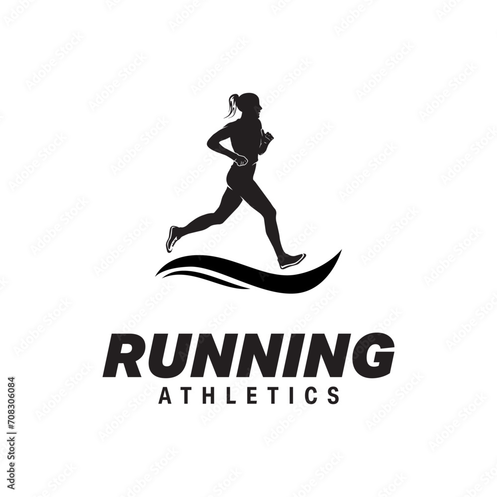 Running Girl silhouette Logo Design