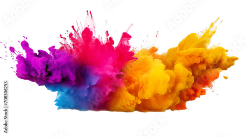 illustration of Holi powder Color, Isolated on transparent PNG background, Generative ai