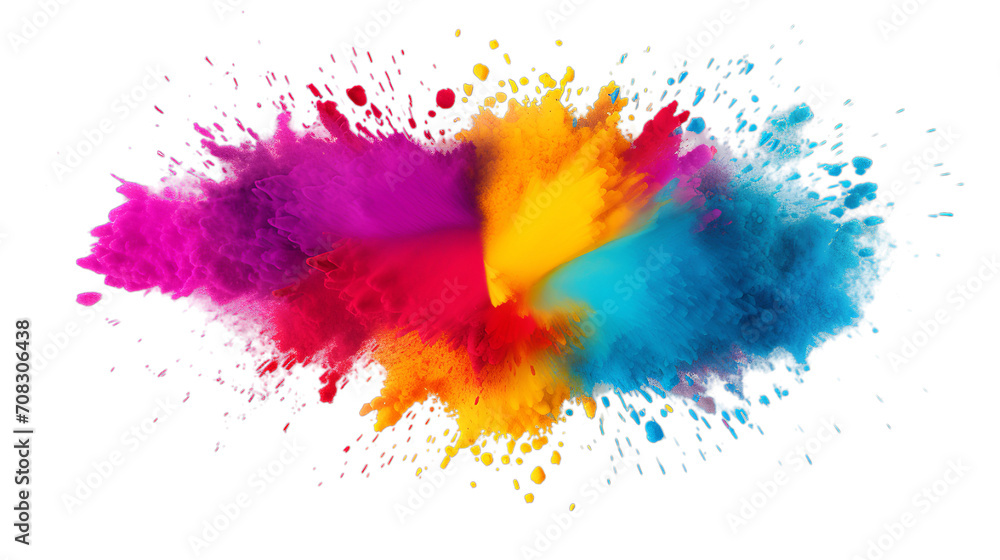 illustration of Holi powder Color, Isolated on transparent PNG background, Generative ai
