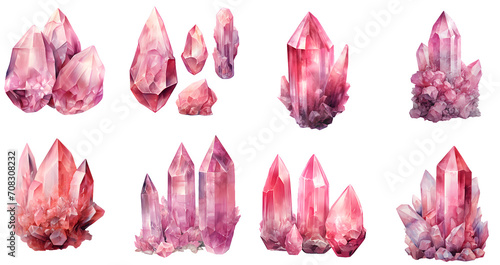 Watercolor pink crystal clipart for graphic resources 