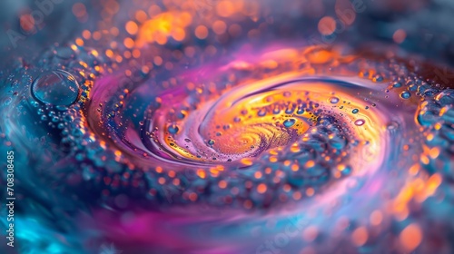 Colorful soap bubbles in a swirl of iridescence on a macro scale photo