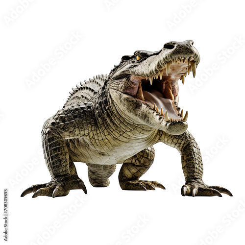 Crocodile roar isolated white background