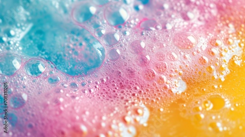 Vibrant detergent froth over surface, indicative of powerful cleaning action. photo