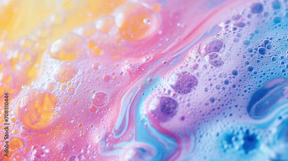 Vibrant detergent froth over surface, indicative of powerful cleaning action. - obrazy, fototapety, plakaty 
