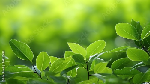 Closeup beautiful nature view of green leaf on blurred greenery background in garden with copy space using as background natural green plants landscape  ecology  fresh wallpaper concept. Generative Ai