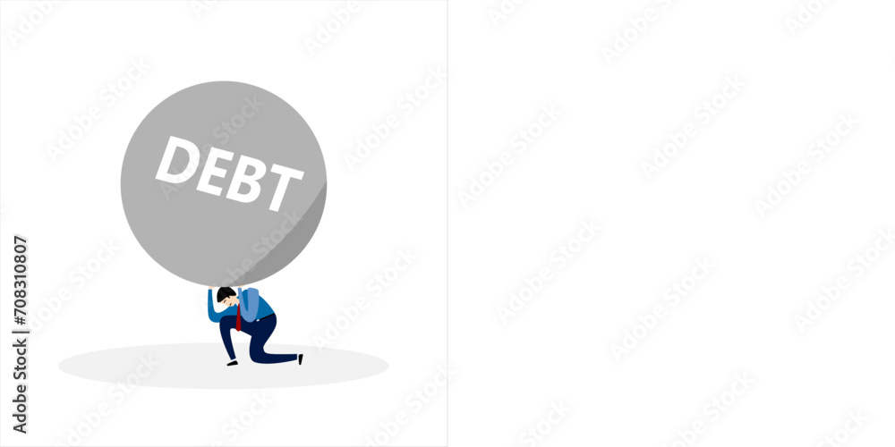 Debt burden concept employee dept, load, illustration Debt burden concept employee dept, load, illustration