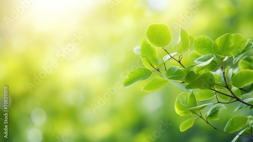 Closeup beautiful nature view of green leaf on blurred greenery background in garden with copy space using as background natural green plants landscape, ecology, fresh wallpaper concept. Generative Ai