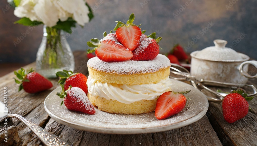 strawberries and cream cake