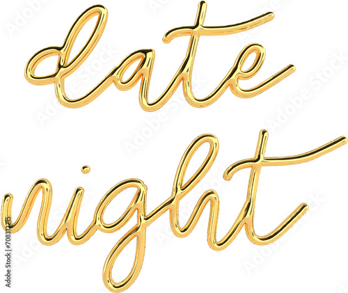 3D Golden Text Typography Date Night Valentines Day Text