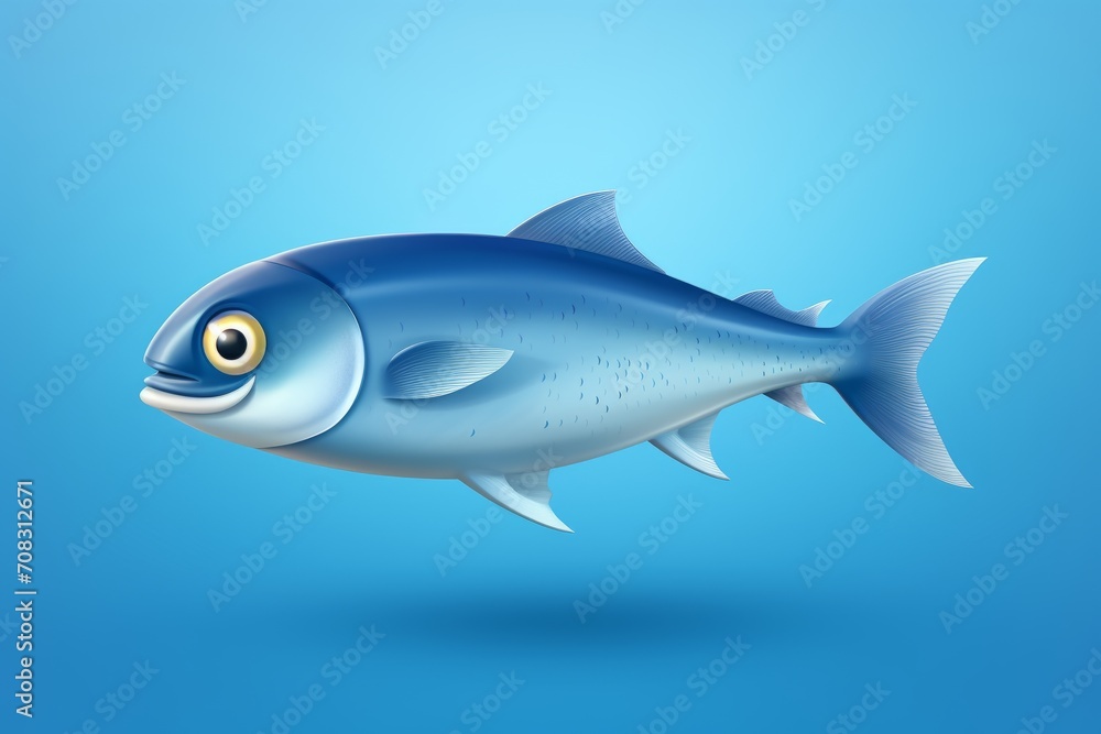 Fototapeta premium A fish is depicted against a light blue background, adding to the aquatic theme.