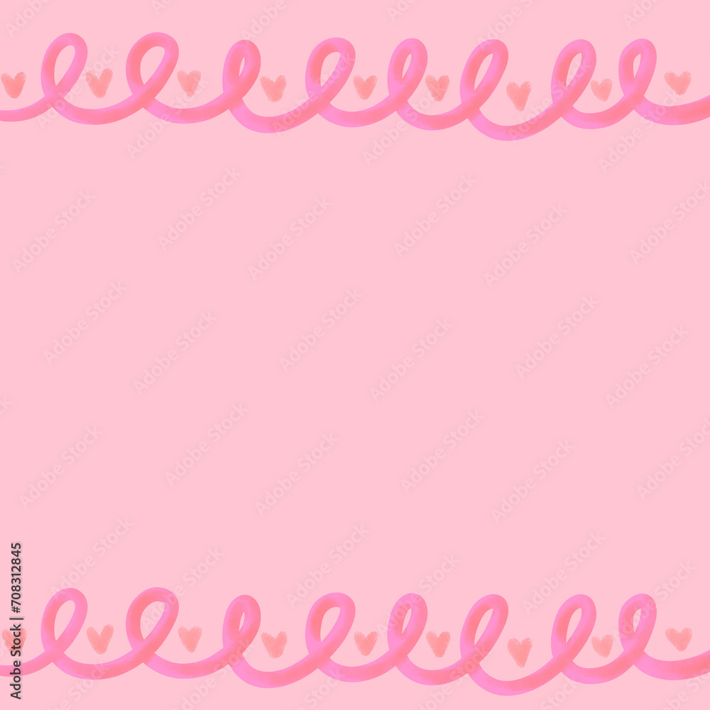 Wave line and hearts on pink background with Valentine's Day Wave line and hearts on pink background with Valentine's Day