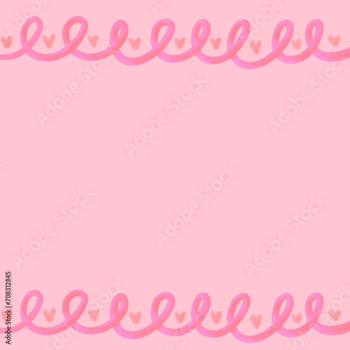 Wave line and hearts on pink background with Valentine's Day © Subspace