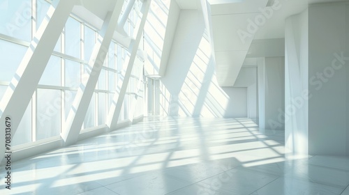 Futuristic Architecture Interior with Sunlight and Shadows photo