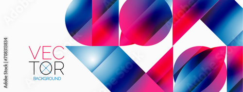 Serene gradient template. Circles and triangles mingle in minimalist perfection. Gentle fusion of forms and hues creates balanced yet captivating backdrop, embodying modern sophistication