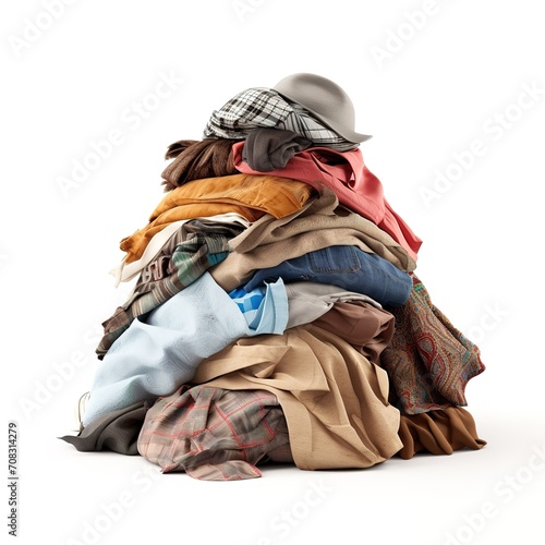  Bunch of clothes isolated on white background, generative ai