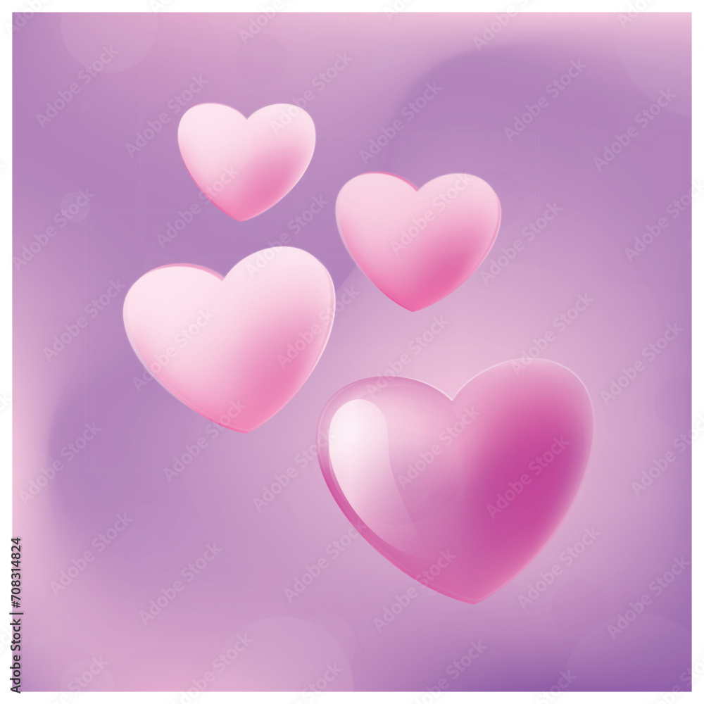 3d hearts on a gradient pink background