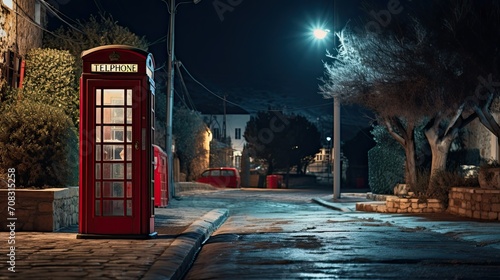 a red telephone booth english type photo