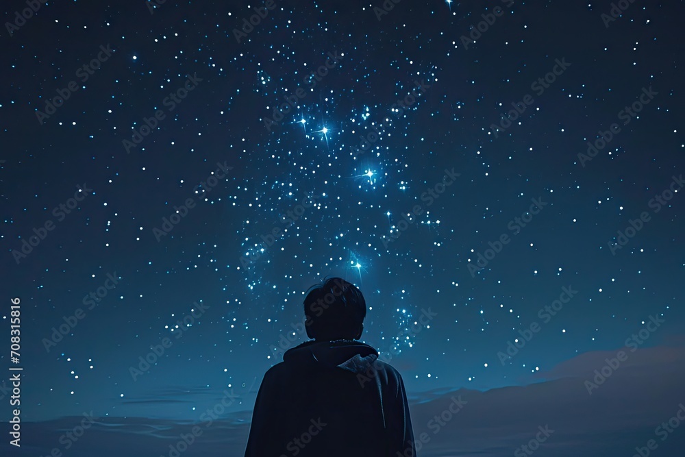 person in silhouette against a backdrop of a star-filled night sky person in silhouette against a backdrop of a star-filled night sky