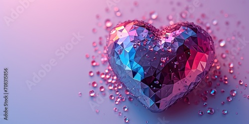 Sparkling Crystal Heart on Gradient Background