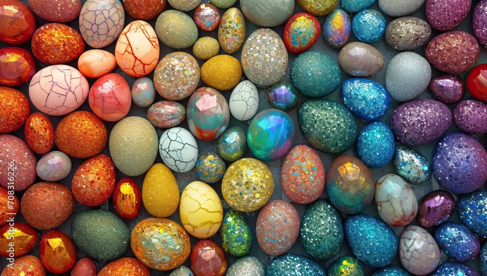 A Vibrant Collection of Decorated Easter Eggs