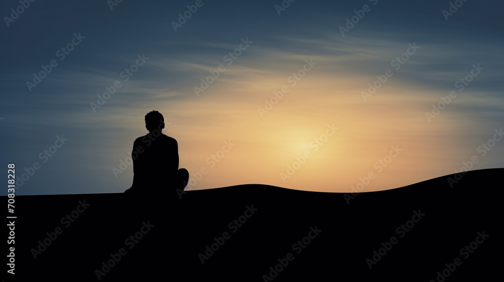 Fototapeta premium Silent Contemplation: silhouette of a person in solitude