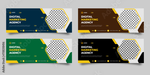 Online marketing webinar template business web banner social media cover design, modern abstract background web banner template design set
