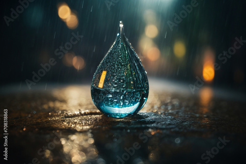Closeup of a water droplets hitting the surface, dark, bronze background