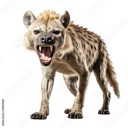 Hyena roar isolated white background
