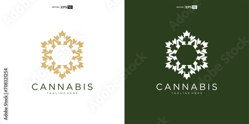 abstract marijuana, cannabis for CBD logo design