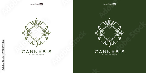 abstract marijuana, cannabis for cbd logo design