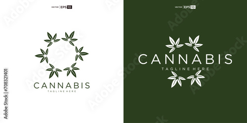 abstract marijuana, cannabis for cbd logo design