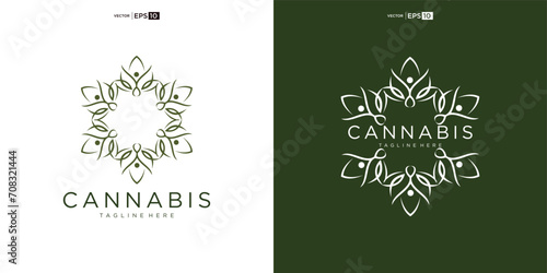 abstract marijuana, cannabis for cbd logo design