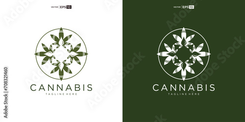 abstract marijuana, cannabis for cbd logo design