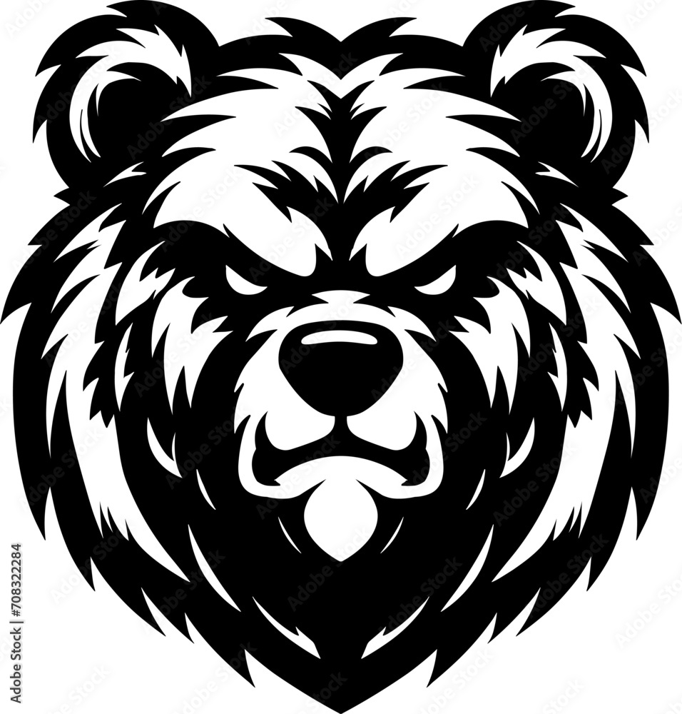 Angry bear head logo, isolated vector, mascot design illustration - obrazy, fototapety, plakaty 