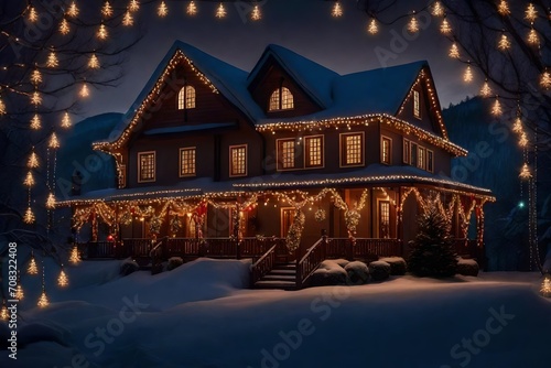 christmas house in the night