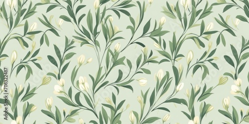 Floral seamless pattern with grass and leaves.  design for paper  cover  fabric  interior decor and other  Generative AI