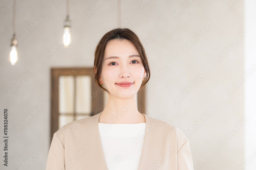 Young woman in office casual looking at camera Close-up Young woman in office casual looking at camera Close-up