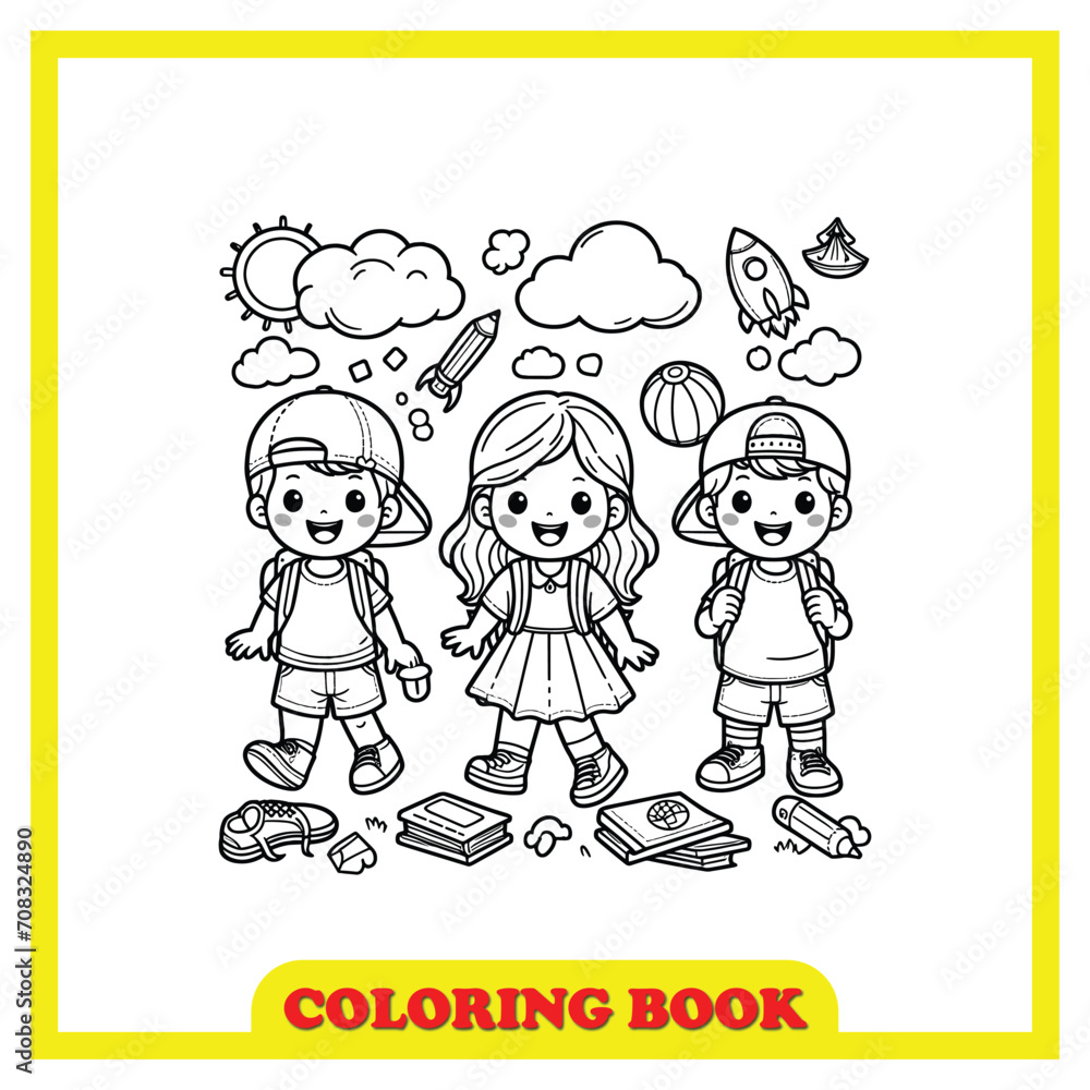 cute kids coloring book design, with a simple and elegant style cute kids coloring book design, with a simple and elegant style