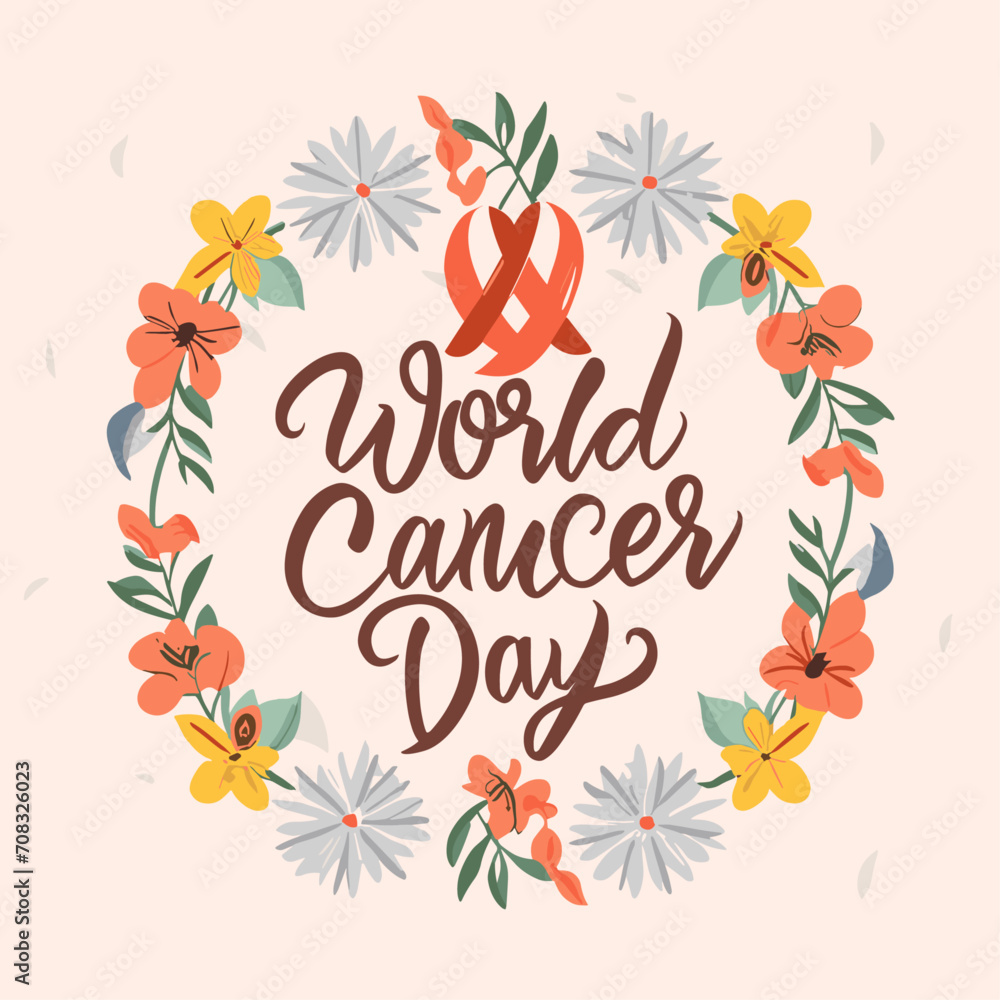 world cancer day typography , world cancer day lettering , 4 feb world cancer day