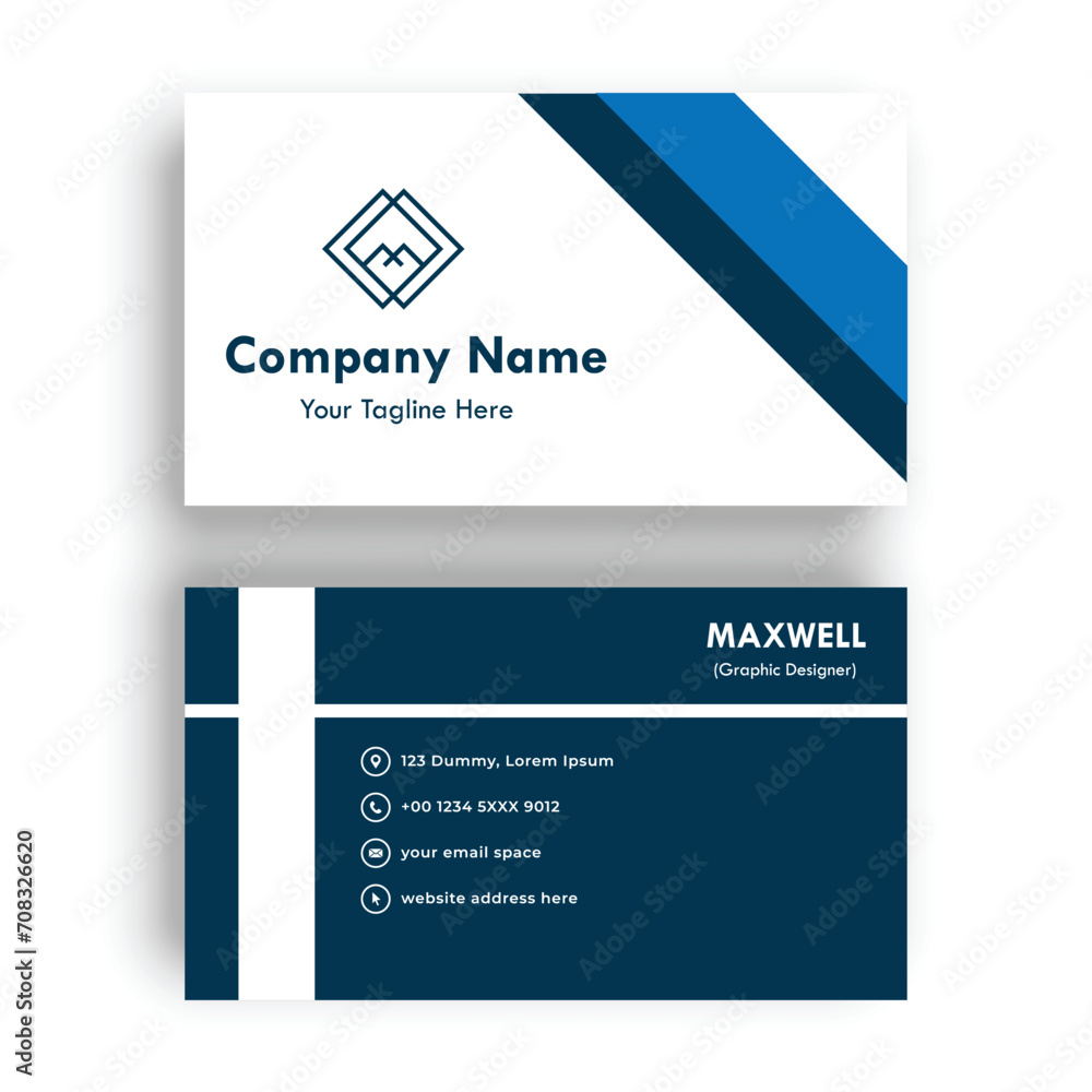 vector elegant minimal blue and white business card template vector elegant minimal blue and white business card template