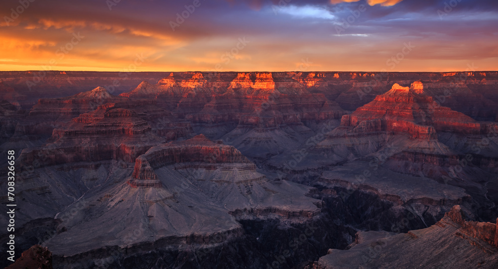 Sunset Glow on the Grand Canyon, Grand Canyon National Park, Arizona