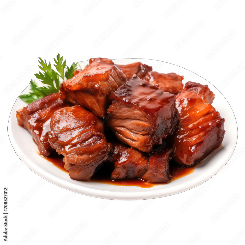 Slow-cooked barbecue meats on dish Transparent Background Png Image Slow-cooked barbecue meats on dish Transparent Background Png Image