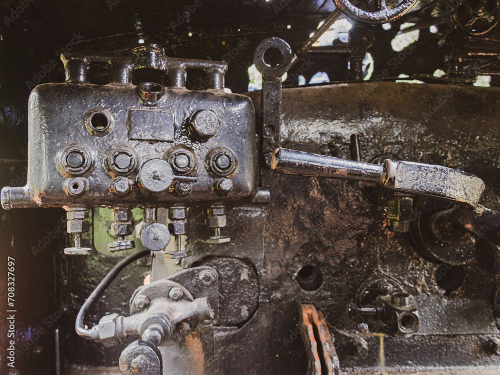 Rusty steam engine of an old locomotive