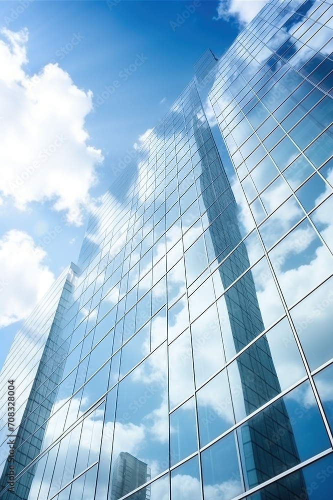 Impressive glass skyscraper reflecting the sky