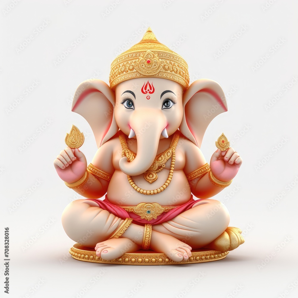 cute Ganesha on white