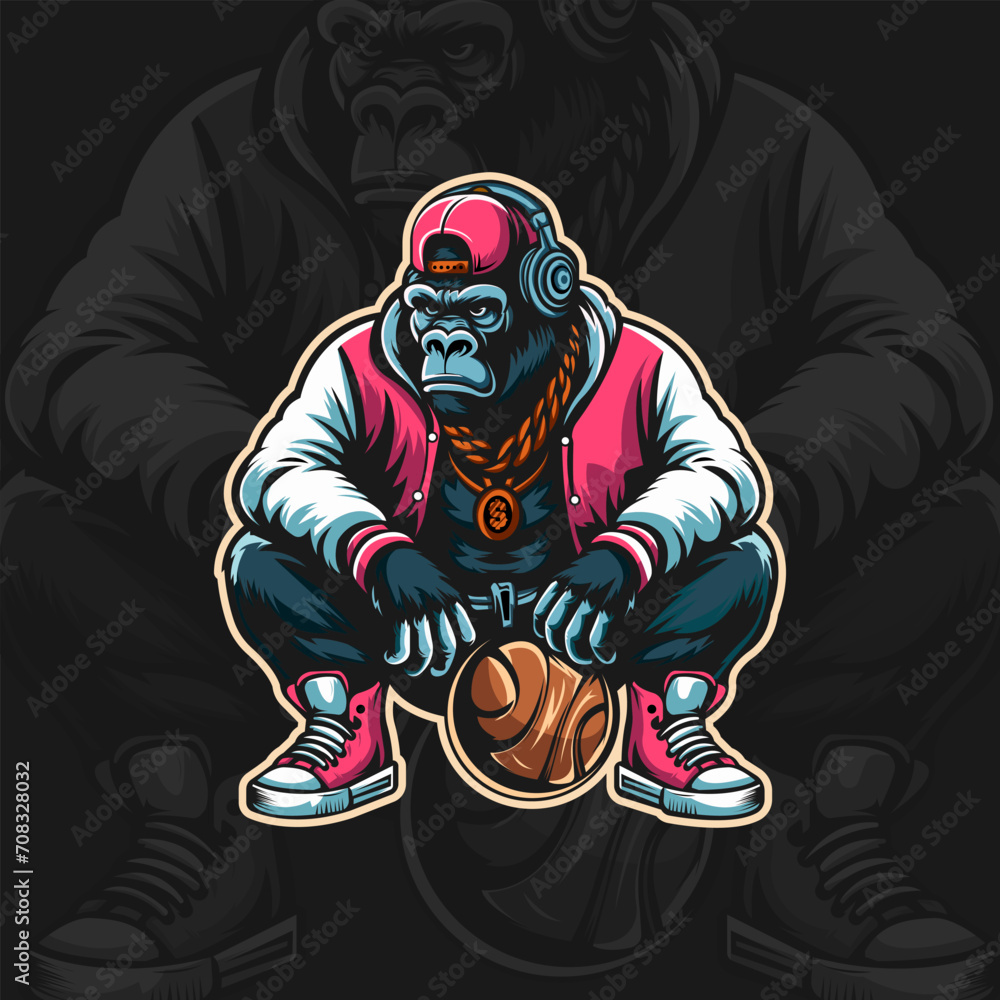 Gorilla tattoo hand drawn illustration Gorilla tattoo hand drawn illustration