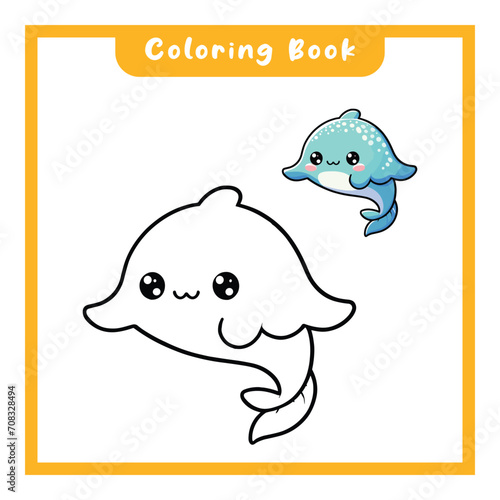 Vector stingray coloring book for kids