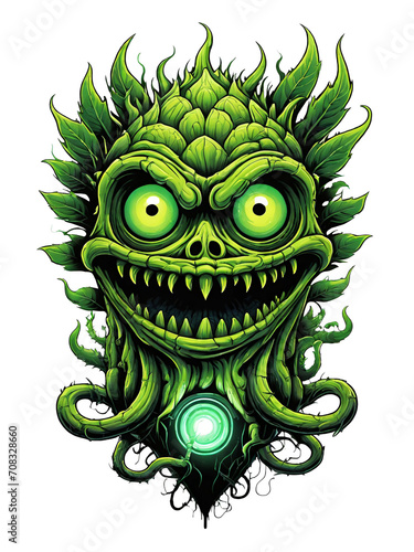 Obraz na płótnie Green monster plants character design illustration on transparent background w salonie